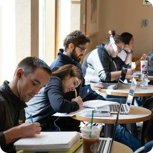 Students studying in L. William Seidman Center